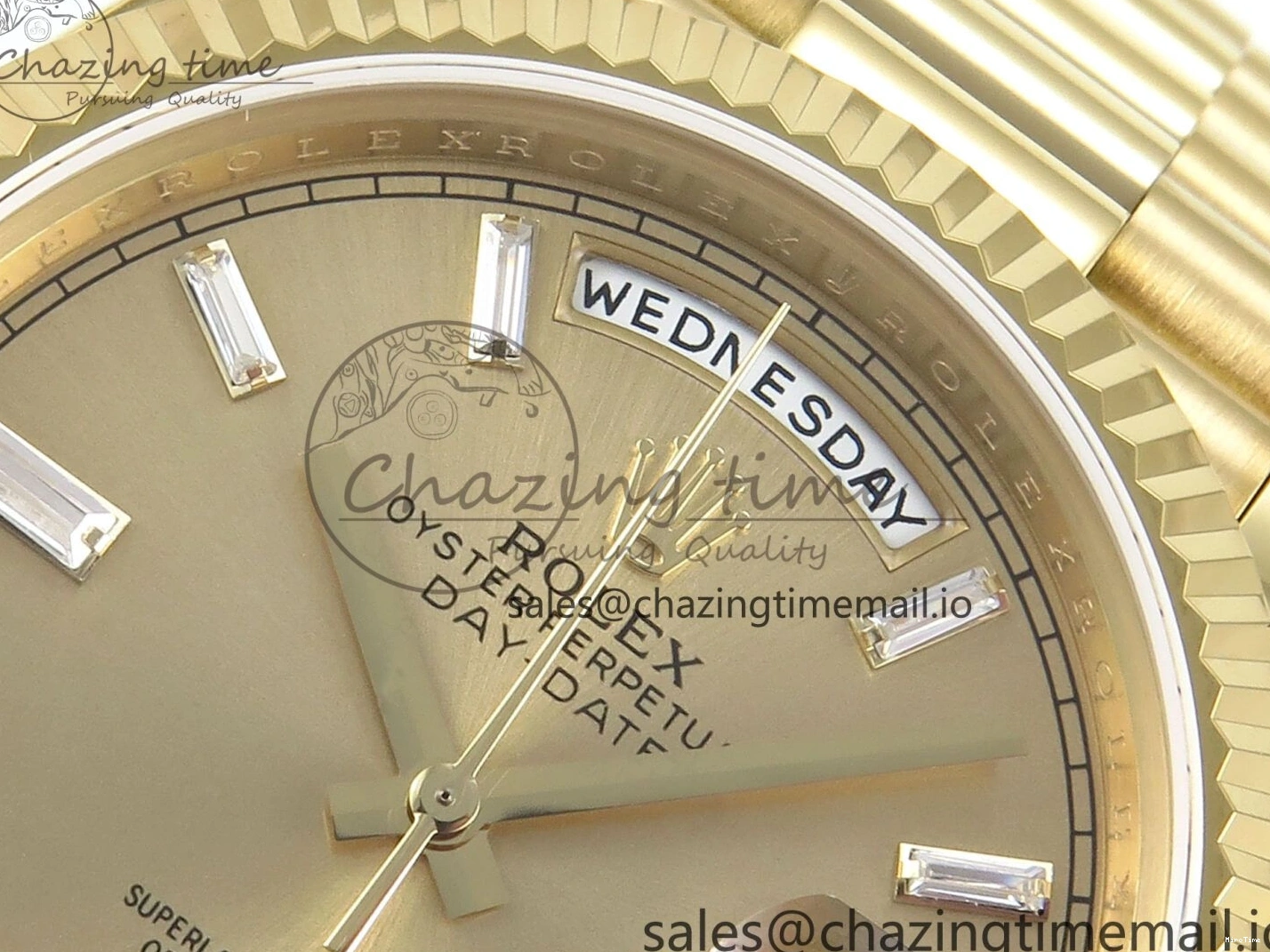 MiroTime 0129 Contemporary Day Date 128238 36mm YG KF 1:1 Best Edition YG Crystal Dial On President Bracelet A2836 (Gain Weight) 646